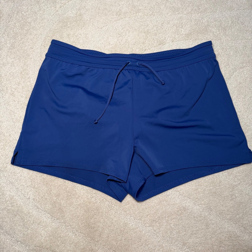 NEW Lands' End Navy Blue Swim Board Shorts Drawstring Waist Women's Size 14